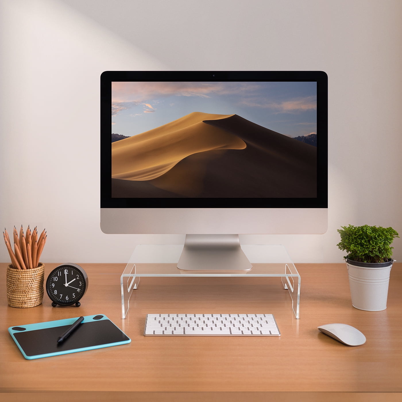 Sorbus Acrylic Monitor Stand: Laptop Riser with Handles, Keyboard Cover, Display Tray