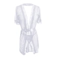 thumbnail image 2 of Gibobby Ropa Interior Sexy Lencería sexy grande para mujer Camisón sexy de encaje Pijama de casa de color sólido (Blanco, XL), 2 of 4