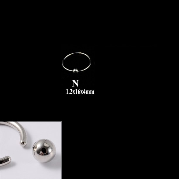 Anillo de nariz con clip de bola de acero inoxidable 316L BCR, anillo de nariz con clip de bola de acero de titanio, anillo multiusos universal, pendientes, anillo para el hueso de la oreja