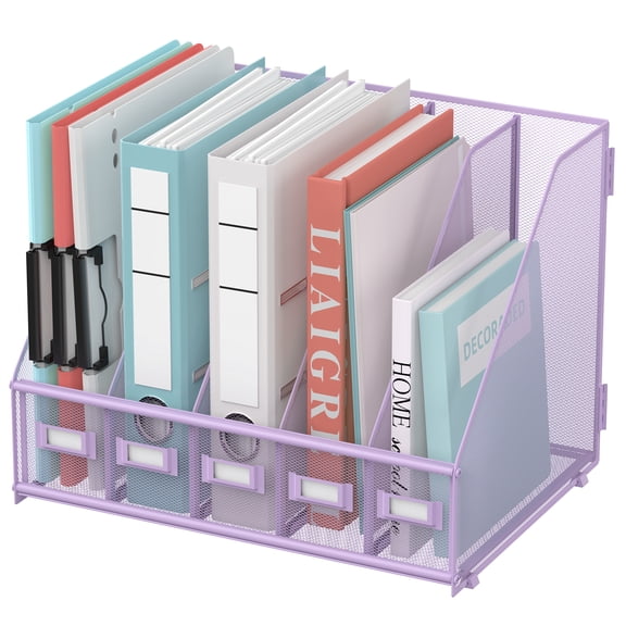 Sharkwoods Vertical Compartment File Organizer, 5 Compartments Desktop Paper Organizer