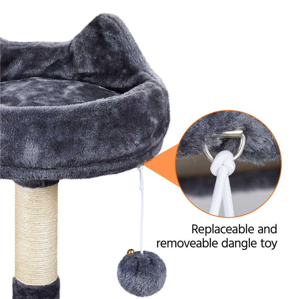 Renwick Multiple Levels Cat Tree Large Plush Cat Tower with 3 Platforms， Dark Gray