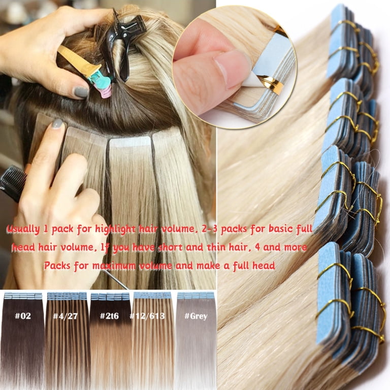 Benehair Tape In 100% Remy Real Human Hair Extensions Full 