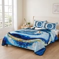 thumbnail image 2 of Twin Quilt Set 68''x86'', Blue Abstract Marble Lightweight Summer Bedspread Coverlet Set with 2 Pillow Shams, Modern Abstract Art Breathable All Season Quilt Bedding for Dorm/Bedroom, 2 of 9