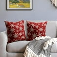 thumbnail image 3 of Red Cream Winter Snowflakes Pillow Covers 18x18 Set of 2 Christmas Decorative Throw Pillows Outdoor Farmhouse Xmas Holiday Seasnoal Pillowcases Cushion Case Decor for Home Sofa Couch Bed, 3 of 6