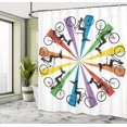 thumbnail image 5 of Ambesonne Feminine Shower Curtain, Lady on Bike Rainbow, 69"Wx84"L, Blue Red, 5 of 5