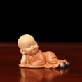 thumbnail image 5 of Gmogad Mini Buddha Statue, Zen Monk Resin Figurine, Cute Meditation Decor for Desk, Bookshelf, Bonsai Display, Spiritual Gift, Brown Handcrafted Monk Sculpture, Home Office Yoga Room Decor, 5 of 7