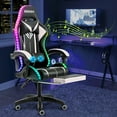 Hoffree Gaming Chair with Bluetooth Speakers and LED Lights Massage