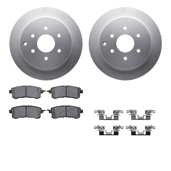 Dynamic Friction Company Rear Geospec Brake Rotors with 5000 Advanced Brake Pads includes Hardware 4512-68028