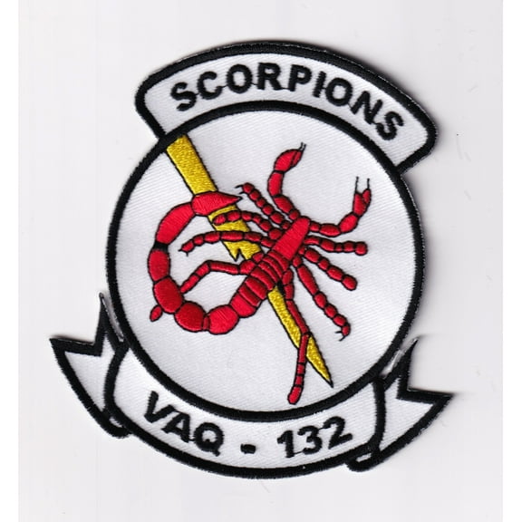 VAQ-132 Scorpions Squadron Patch - With Hook and Loop, 4" -