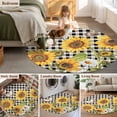 thumbnail image 5 of Round Area Rug 3 Ft, Sunflowers Washable Non-Slip Circle Carpet for Living Room/Bedroom, Yellow Flowers Butterfly Farmhouse Black Plaid Low-Profile Small Floor Mats Collection Rugs for Indoor, 5 of 8