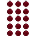 thumbnail image 1 of Adornos navideños de terciopelo flocado | Juego de 15 bolas colgantes de plástico de 8 cm para decorar el árbol | Esferas decorativas navideñas para el hogar, la chimenea y el porche, 1 of 1