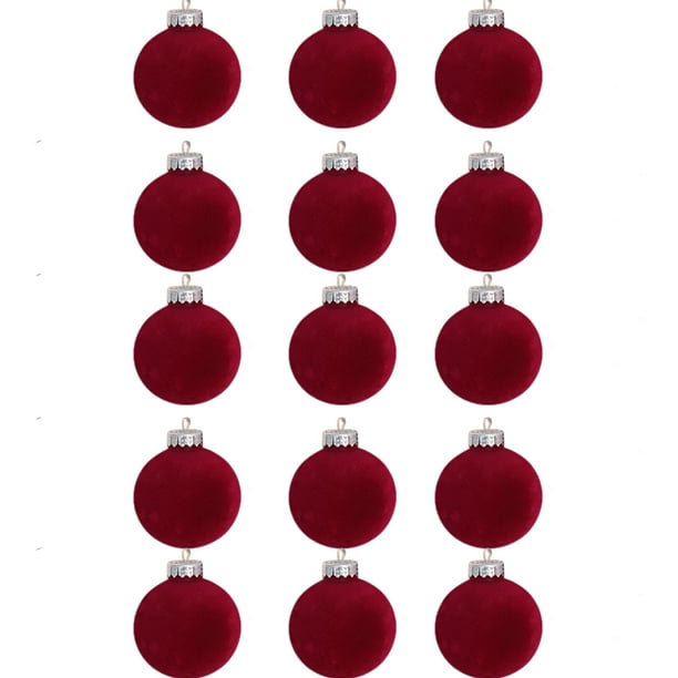 Xihbxyly Bolas Navideñas de Terciopelo, 15 Piezas de Adornos Flocados para Árbol, Color Marrón Clásico, Fáciles de Colgar con Hebillas de Metal, Decoración Versátil para Árboles, Paredes y Más, Tamañ