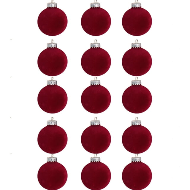 Fiudx Bolas Navideñas de Terciopelo, 15 Piezas de Adornos Flocados para Árbol, Color Marrón Clásico, Fáciles de Colgar con Hebillas de Metal, Decoración Versátil para Árboles, Paredes y Más, Tamaño d