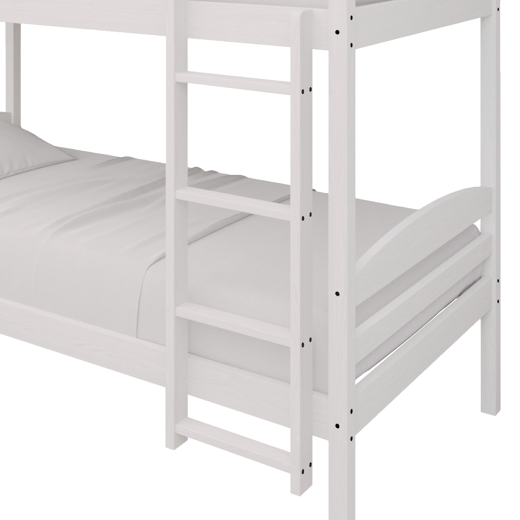 Castle Place Contemporary Twin over Twin Wooden Convertible Bunk Bed, White