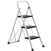 ZENSTYLE 3 Step Ladder Folding Step Stool 330lb Capacity Sturdy Steel Frame, White