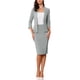 thumbnail image 1 of Conjunto de 2 piezas INSPIRE CHIC para mujer, blazer sin cuello de manga 3/4, falda lápiz de cintura alta, atuendos de trabajo, gris M, 1 of 6