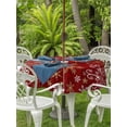 thumbnail image 2 of Outdoor Tablecloth with Umbrella Hole and Zipper, Christmas Red Round Table Cloth 60 Inch Waterproof Tablecloth, Xmas Winter Snowflakes New Year Holiday Picnic Table Cover for Patio Camping, 2 of 7