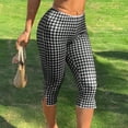 thumbnail image 7 of JULMCOMO Capri Pants for Women Comfy Checkered Pattern Elastic Waist Cropped Pants Casual Summer Lounge Trousers Black XL, 7 of 7