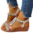 thumbnail image 2 of Bolsa Sandalias antideslizantes para mujer - Zapatos de cuña con plataforma bohemia de verano (plata 38) Ehuebsd Para estrenar, 2 of 9