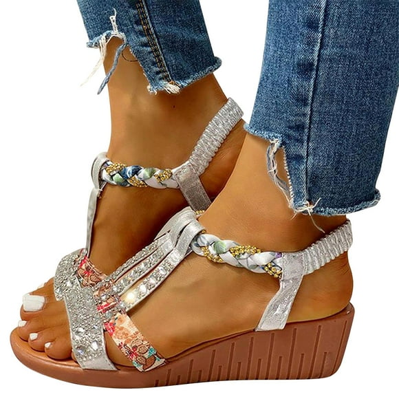 Bren Jewels Leather Wedge Sandal in Silver