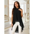 thumbnail image 4 of DARING DIVA Women's Tie Back High Low Mock Neck Blouse Tops M Black, 4 of 7