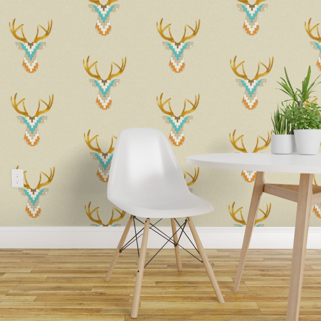 Peel-and-Stick Removable Wallpaper Tribal Deer Southwestern Aztec