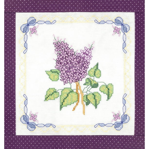 Stamped Cross Stitch Quilt Blocks 15 Inch X 15 Inch 6/PkgLilacs