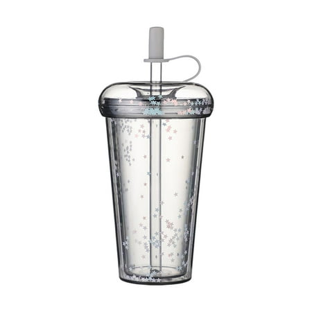 

Water Bottle Straw Portable Sealing Office Coffee Drinkware School Drink Cup Students Double Layer Children Milk Drinking Green