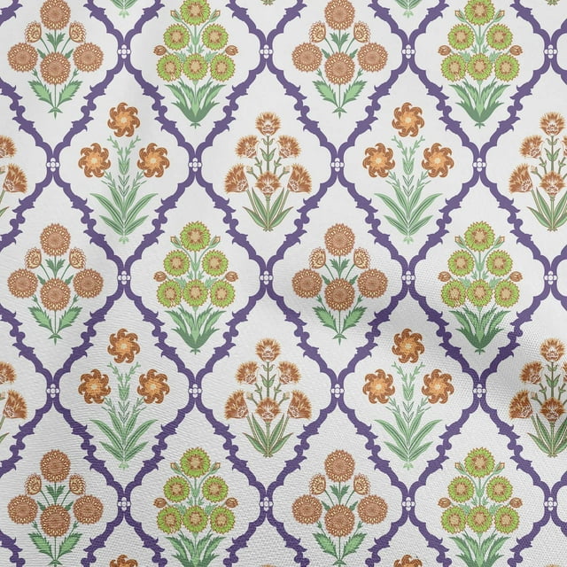 oneOone Rayon Brown Fabric Asian Floral Craft Projects Decor Fabric Printed By The Yard 56 Inch Wide