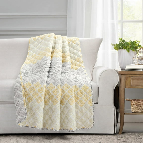 Lush Decor Medallion Ombre Throw Yellow/Gray Single 50X60