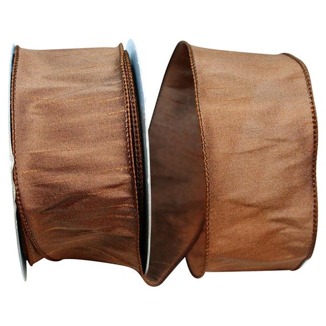 Reliant Ribbon 92975W-092-40H 20.5 in. 20 Yards Dupioni Supreme Wired Edge Ribbon, Brown