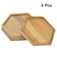 thumbnail image 3 of Uxcell 12x10.5cm Hexagonal Bamboo Plant Saucer Flowerpot Drip Tray Indoor, 4 Pack, 3 of 5