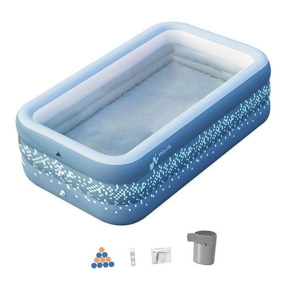 GROWTH TANK Inflatable Swimming Pool for Kids Baby Pool Boy Girl 3 Rings Kiddie Pool with with Electric Pump