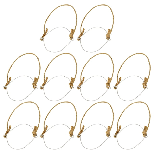 PAMINGONO 10Pcs Reusable Mason Jar Wire Handles with Burlap Rope for Hanging Solar Lights Outdoors