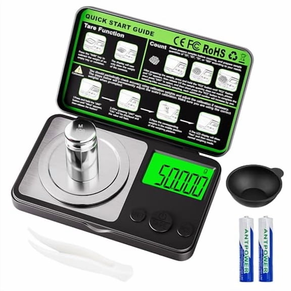 Digital Milligram Scale 50g x 0.001g, Mini Precision Scale with Tare weight Function,Calibration Weight & Backlit LCD Display, Pocket Micro Scale for Weighing Powder, Gold, Jewelry, Mini Food