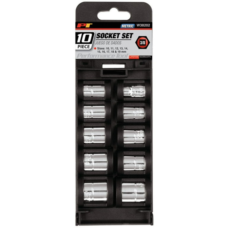 Performance Tool W38202 10 Piece 3/8 Inch Drive MET Socket Set