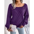 thumbnail image 6 of Square Neck Button Fried Dough Twist Knitting Sweater, 6 of 7