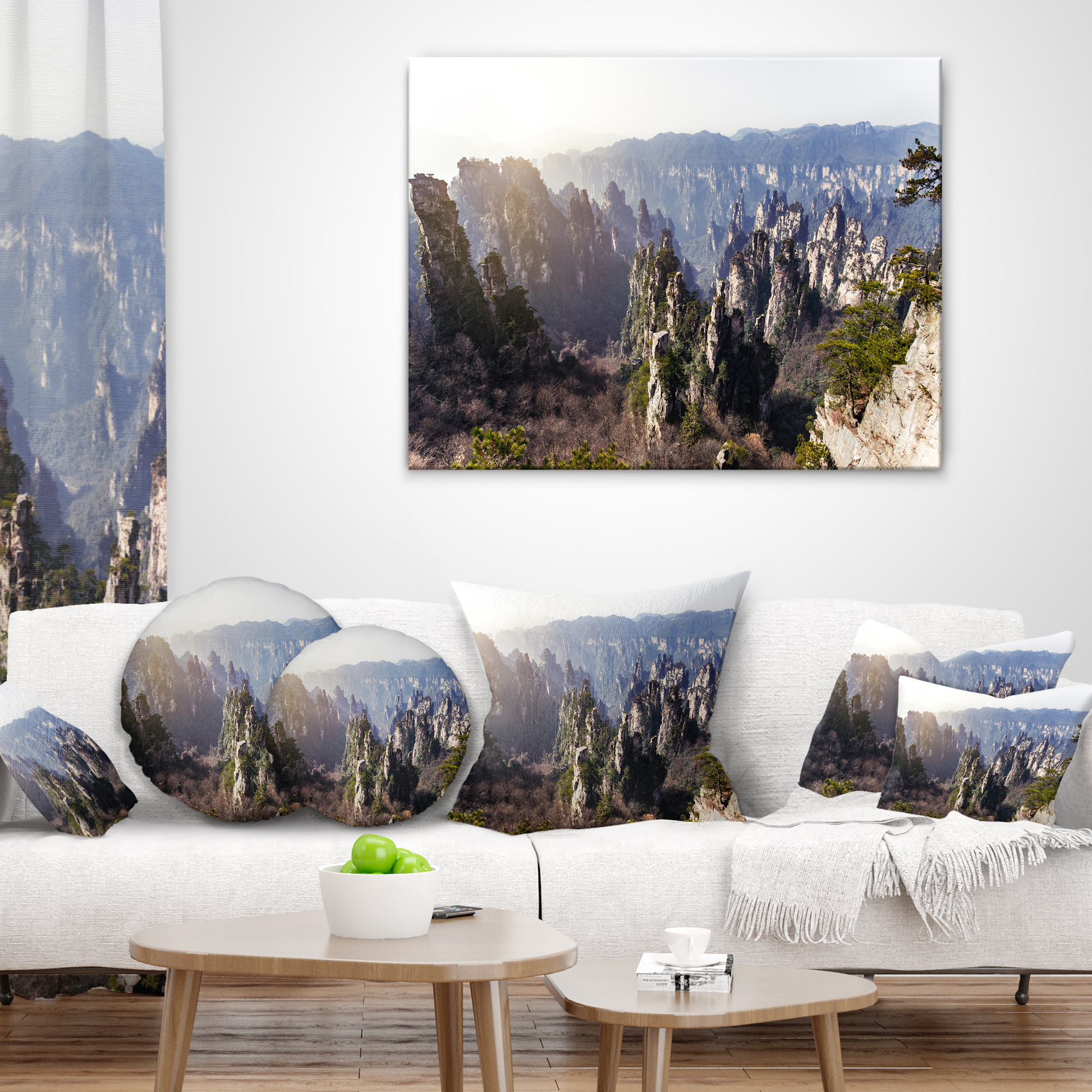 Designart Zhangjiajie National Forest Park - Landscape Printed Throw Pillow - 18x18