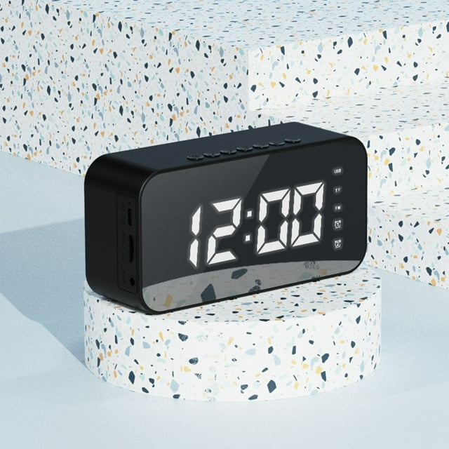 NARABB Digital Clock With Bluetooth Speaker Alarm Clock With Alarms Mirror LED Display Bluetooth V5.0 TFCard & AUX Cable