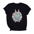 thumbnail image 1 of Pompotops Blouse Mode Femme Imprimé Couronne de Lapin de Pâques Col Rond Manches Courtes Ample, 1 of 5