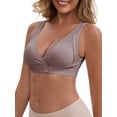 thumbnail image 4 of INSPIRE CHIC Women's Bras Front Closure Wireless Postpartum Breastfeeding Lingerie V-Neck Push Up Ribbed Nursing 3XL Purple, 4 of 5