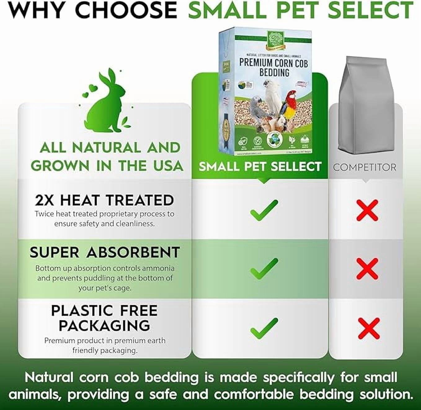 Small Pet Select 100% Natural Corn Cob Bedding for Pets Small Animal & Bird Cage Litter Safe for Hamsters, Guinea Pigs & More -6lb