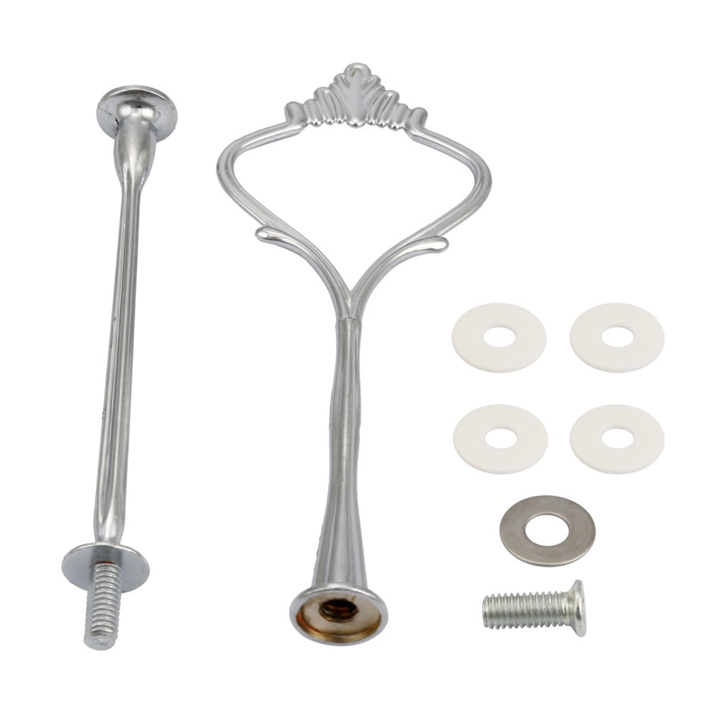 Silver Crown 3 Tier Cake Cupcake Plate Stand Handle Hardware Fitting Holder 1Set 