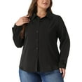 thumbnail image 1 of Camisa de gasa de manga larga para mujeres de tallas grandes Agnes Orinda, blusas con botones y cuello, 2X negra, 1 of 6