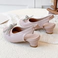 thumbnail image 3 of Girls Dress Shoes Flower Girl Mary Jane Low Heels Pointed Closed Toe Wedding Party Rhinestone Bow Pumps Comfy Footbed Slingback Heeled Sandals Pink 9.5 Toddler, 3 of 6