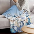 thumbnail image 3 of Blue Ombre Butterfly Blanket Soft Cozy Warm Throw Blanket for Couch, Plush Fuzzy Flannel Fleece Blankets for Sofa, Pastoral Farmhouse Butterflies Bed Blankets Lightweight Gifts for Women, 40"x50", 3 of 9