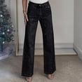 thumbnail image 5 of Jeans for Women High Waist Y2K Vintage Straight Leg Denim Pants Fashion Rhinestones Solid Casual Button Jeans Casual Stretchy Baggy Jeans with Pockets, 5 of 6