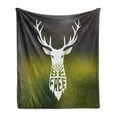 thumbnail image 1 of Hunting Soft Flannel Fleece Throw Blanket, Deer Head with Horns Concept Artwork Be Free Phrase Stag Free Nature, Cozy Plush for Indoor and Outdoor Use, 50" x 60", Multicolor, by Ambesonne, 1 of 6