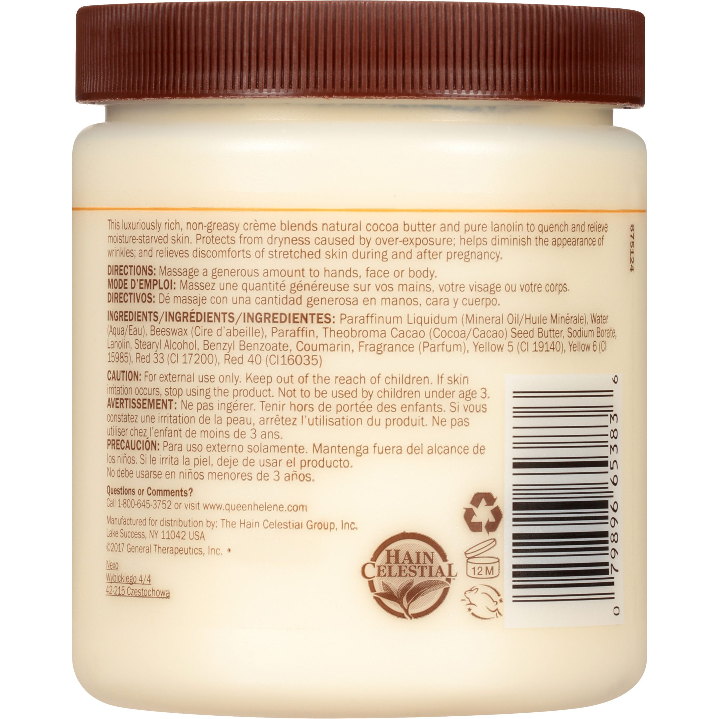 Queen Helene Cocoa Butter Crème Face & Body Lotion for Dry Skin, 15 oz - image 2 of 6