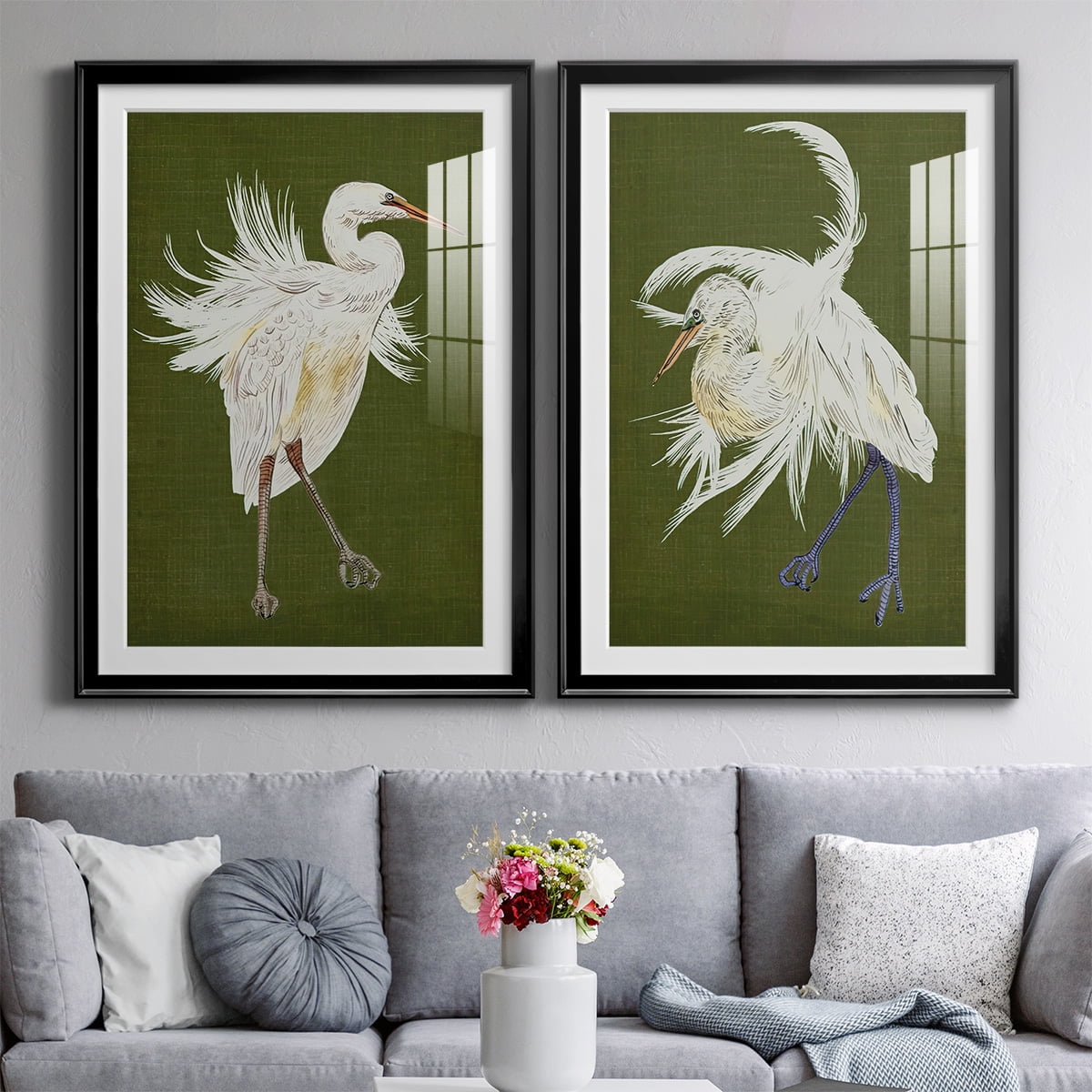 Wexford Home Heron Plumage I Premium Framed Print, 26.5" x 36.5" - Ready to Hang, Black (Set of 2)